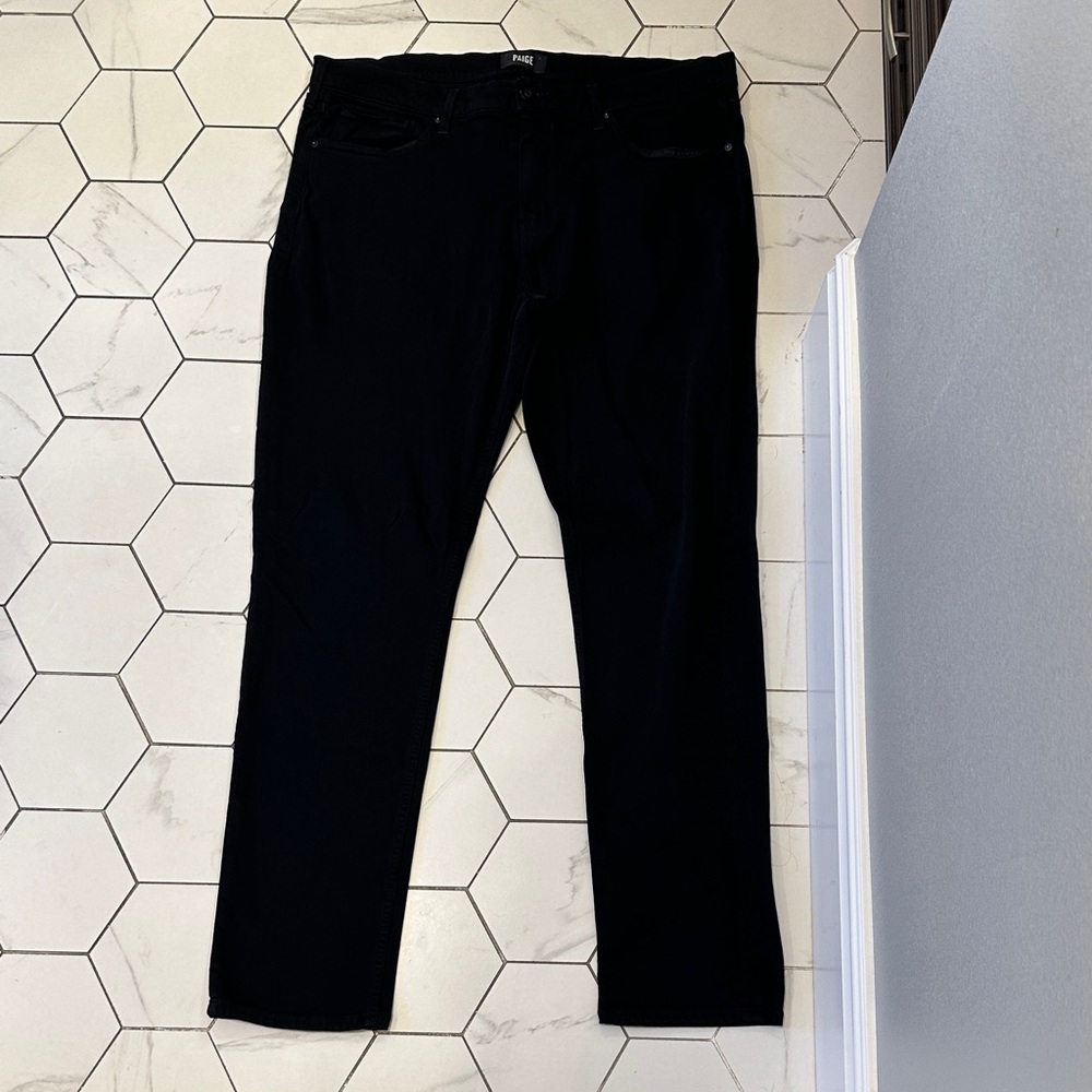 PAIGE Men's Black Straight Jeans